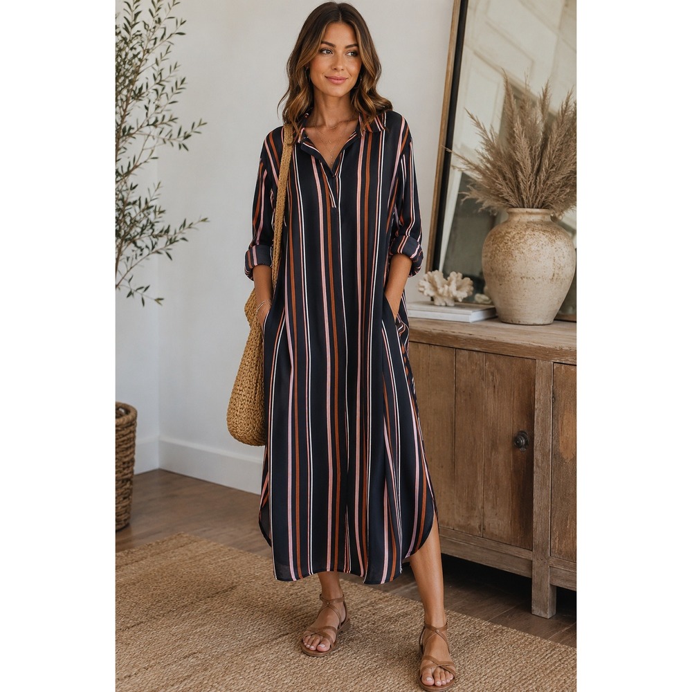 Topshop Lagenlook Minimalist Chic Midi Dress Mediterranean Vaca Old Money Size 4